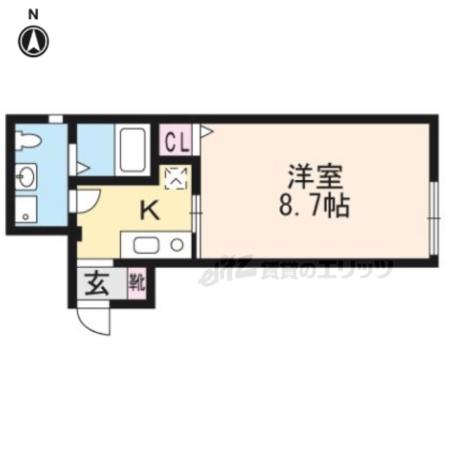 サンプット七条壬生(1K/2階)の間取り写真