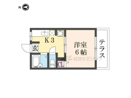 セルティアA棟(1K/2階)の間取り写真
