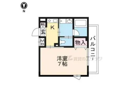 ESPOIR東寺(1K/4階)の間取り写真