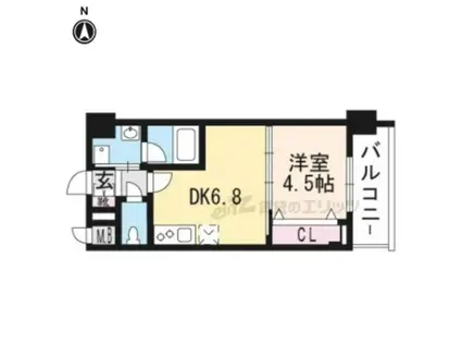 べラジオ京都烏丸十条(1DK/3階)の間取り写真