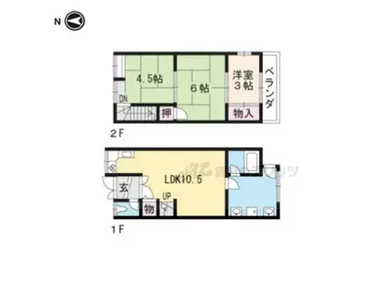 京福嵐山本線 帷子ノ辻駅 徒歩9分 1階建 築54年(3LDK)の間取り写真