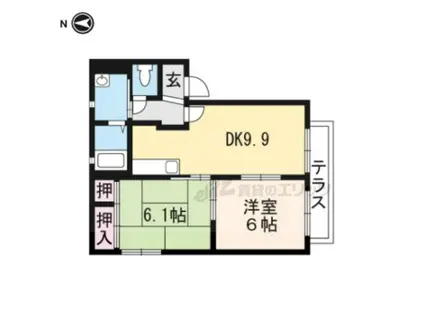 グリーンスプリングB(2LDK/1階)の間取り写真