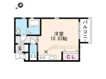 K・Rハイツ(ワンルーム/3階)の間取り写真