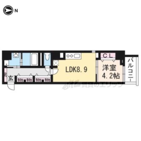 ブランドール北山(1LDK/2階)の間取り写真