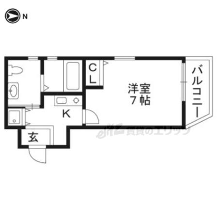 アパートメント清水五条(1K/3階)の間取り写真
