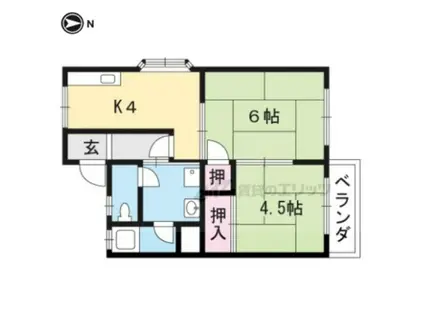 長曽ハイツ(2DK/2階)の間取り写真