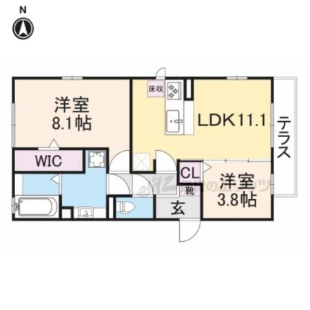 GRAND REFLET A棟(2LDK/2階)の間取り写真