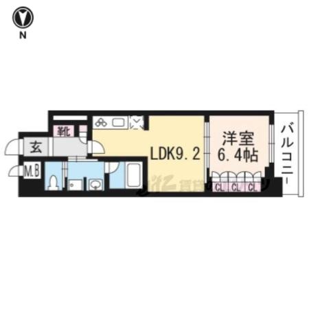 リーガル京都五条大宮(1LDK/5階)の間取り写真
