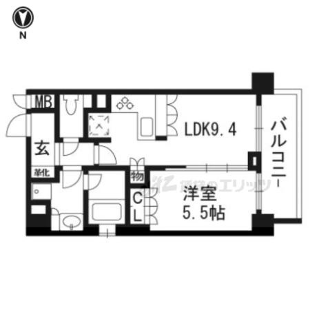 リーガル京都堀川中立売(1LDK/1階)の間取り写真