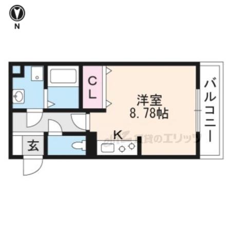リバーハイツ(ワンルーム/2階)の間取り写真