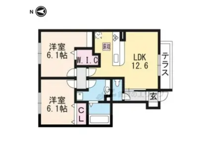 ILLA CLAIR(2LDK/1階)の間取り写真