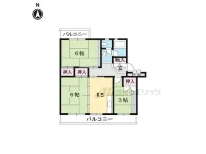 びわ湖美空団地21号棟(3DK/5階)の間取り写真