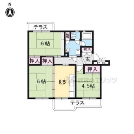 びわ湖美空第二団地9号棟(3DK/1階)の間取り写真