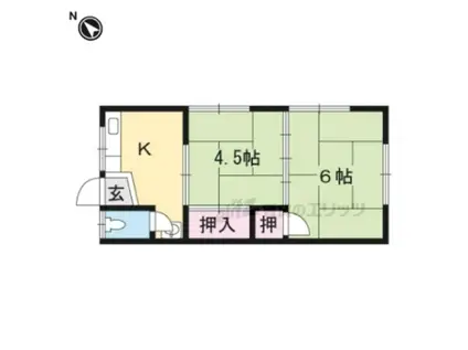 大栄荘A棟(2K/2階)の間取り写真