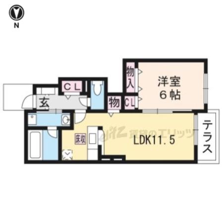 ブリッサ青谷(1LDK/1階)の間取り写真