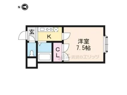 ピーコック(1K/1階)の間取り写真