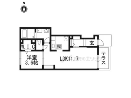 グリーンロード楠葉(1LDK/1階)の間取り写真