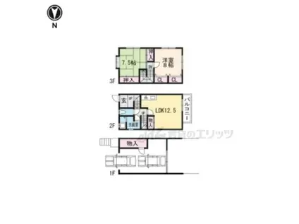 京阪電気鉄道京阪線 墨染駅 徒歩9分 3階建 築34年(2LDK)の間取り写真