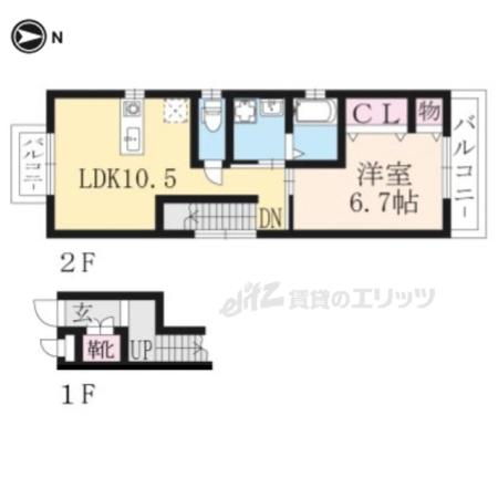 RIQUEZA(1LDK/2階)の間取り写真