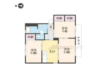 プラウシード(3K/2階)の間取り写真