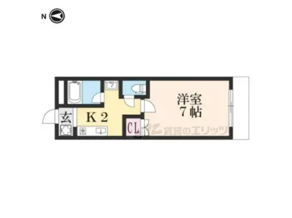 ツインハイツ(1K/1階)の間取り写真