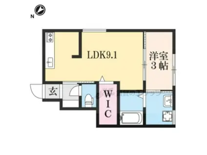 グリシーヌ竜田(1LDK/1階)の間取り写真