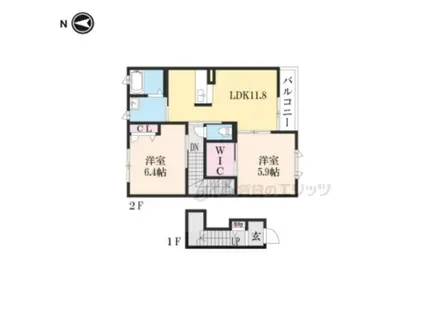 ベルホープ(2LDK/2階)の間取り写真