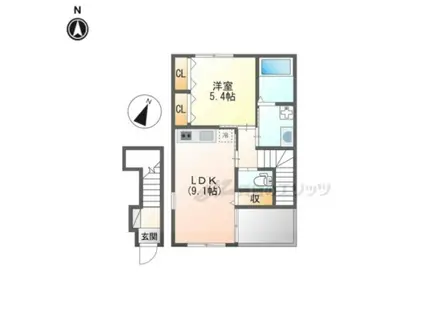 エスポアール(1LDK/2階)の間取り写真