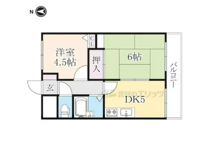 オリエンタルハイツ弥高(2DK/2階)の間取り写真