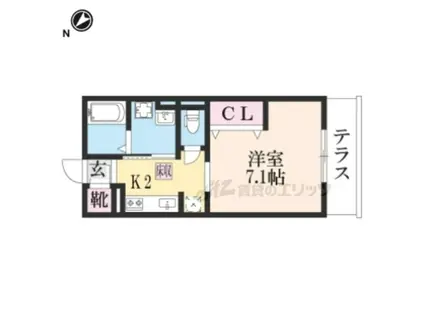 チェリーブロッサム勝部(1K/1階)の間取り写真