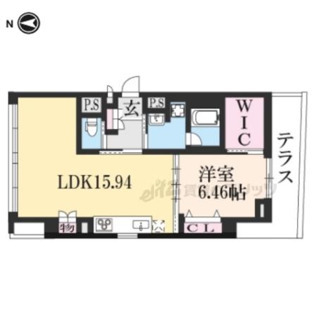 プランドール神宮丸太町(1LDK/1階)の間取り写真