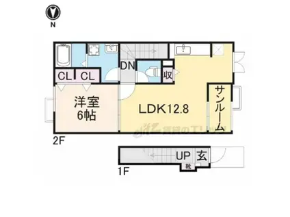 エリシオンレジデンス(1LDK/2階)の間取り写真