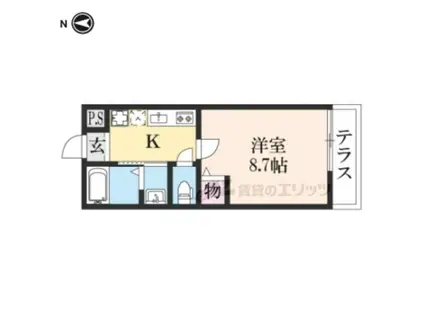 グランテール翼(1K/1階)の間取り写真