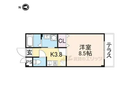 ARTーH(1K/1階)の間取り写真