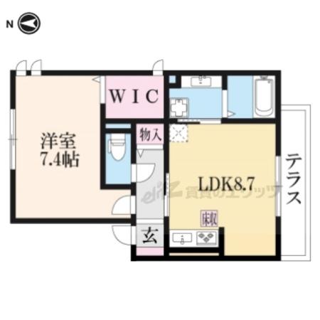 シャンポール雅(1LDK/1階)の間取り写真