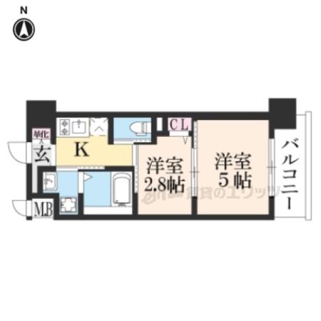 アクアプレイス京都西院504(2K/5階)の間取り写真
