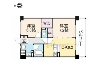 K-TERRACEあやめ池(2DK/3階)の間取り写真