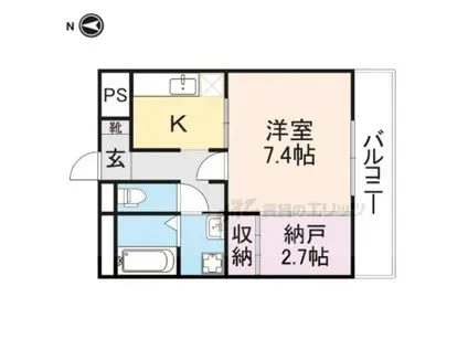 近鉄橿原線 尼ケ辻駅 徒歩11分 3階建 築19年(2K/3階)の間取り写真