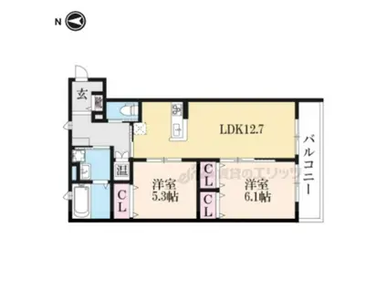 ユアメゾンSHINMICHI(2LDK/2階)の間取り写真