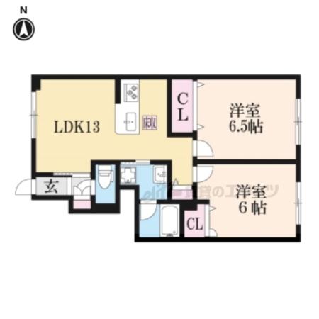 モントレー喜左衛門(2LDK/1階)の間取り写真