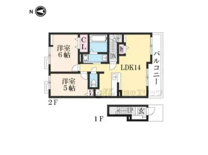 ヴェルデ(2LDK/2階)の間取り写真