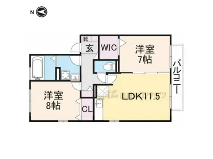 シャルマン高畑(2LDK/2階)の間取り写真