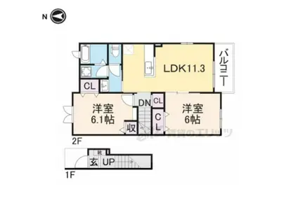 グリーンコート西田(2LDK/2階)の間取り写真