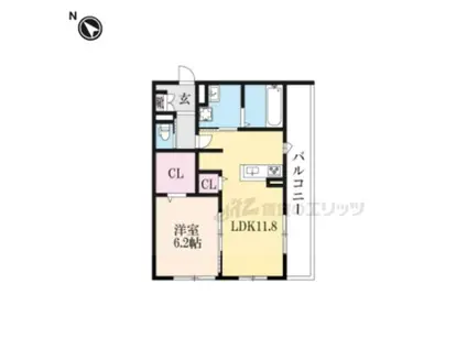 元町カデンツァ(1LDK/2階)の間取り写真