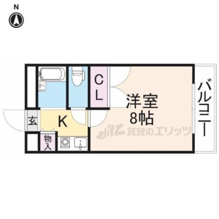 ロイヤルSK宝来(1K/2階)の間取り写真
