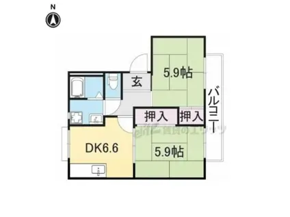 ツインハイムA(2DK/2階)の間取り写真