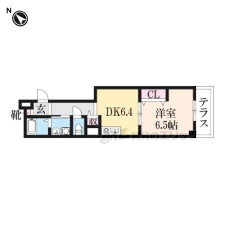 アクシス西京極(1DK/1階)の間取り写真