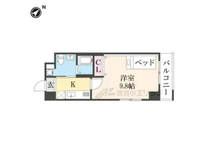 アートプラザ枚方(1K/4階)の間取り写真