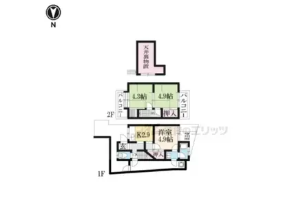 阪急電鉄京都線 西院駅(阪急) 徒歩4分 2階建 築54年(3DK)の間取り写真