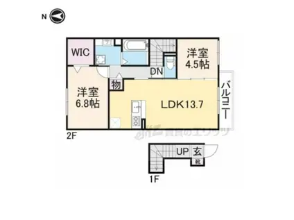 ヴィラウエスト(2LDK/2階)の間取り写真